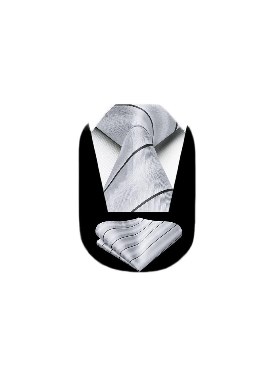 6812 Ties Grey Striped Tie and Handkerchief Set Gray classic Business